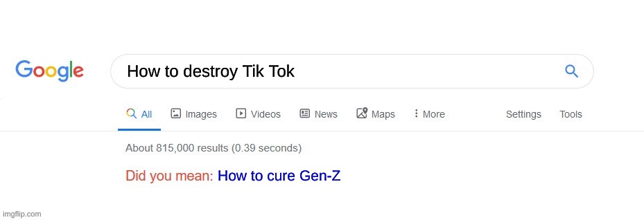 Did you mean? | How to destroy Tik Tok; How to cure Gen-Z | image tagged in did you mean,meme,gen z | made w/ Imgflip meme maker
