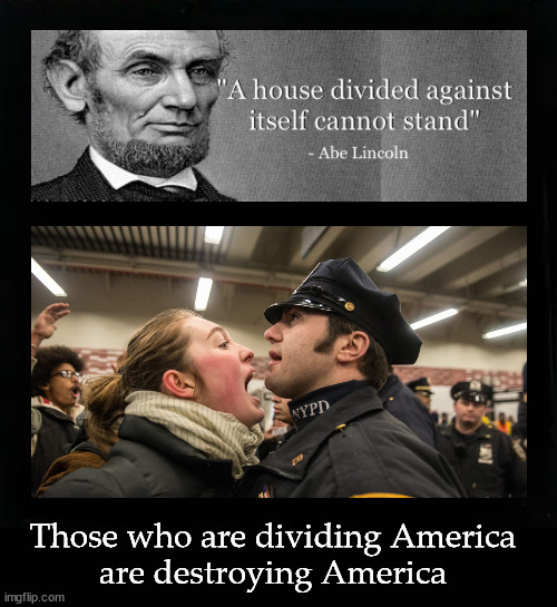 Those who are dividing America are destroying America | Those who are dividing America
are destroying America | image tagged in abraham lincoln,political division | made w/ Imgflip meme maker