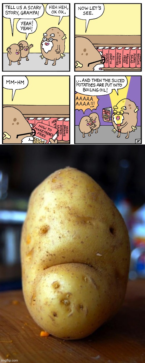 Potatoes story | image tagged in sad potato,potatoes,comics/cartoons,comics,comic,memes | made w/ Imgflip meme maker