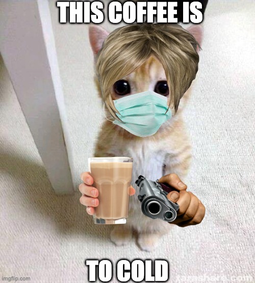 Cute Cat | THIS COFFEE IS; TO COLD | image tagged in memes,cute cat | made w/ Imgflip meme maker