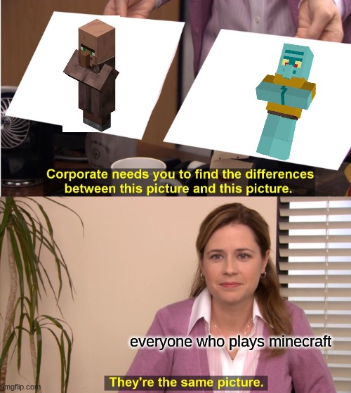 They're The Same Picture | everyone who plays minecraft | image tagged in memes,they're the same picture | made w/ Imgflip meme maker