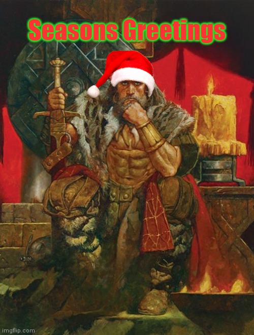 King Conan Christmas |  Seasons Greetings | image tagged in conan | made w/ Imgflip meme maker