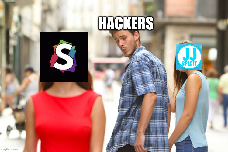 Hackers when they see syanpse x after using jjsploit for 69 years | HACKERS | image tagged in distracted boyfriend,jjsploit,synapsex,synapse,exploit,roblox | made w/ Imgflip meme maker