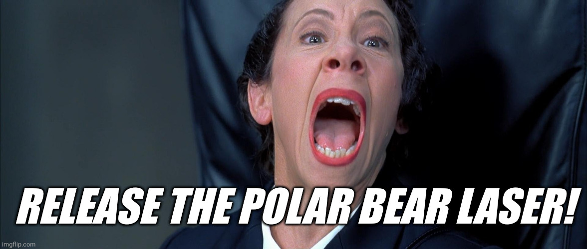 Frau Farbissina | RELEASE THE POLAR BEAR LASER! | image tagged in frau farbissina | made w/ Imgflip meme maker