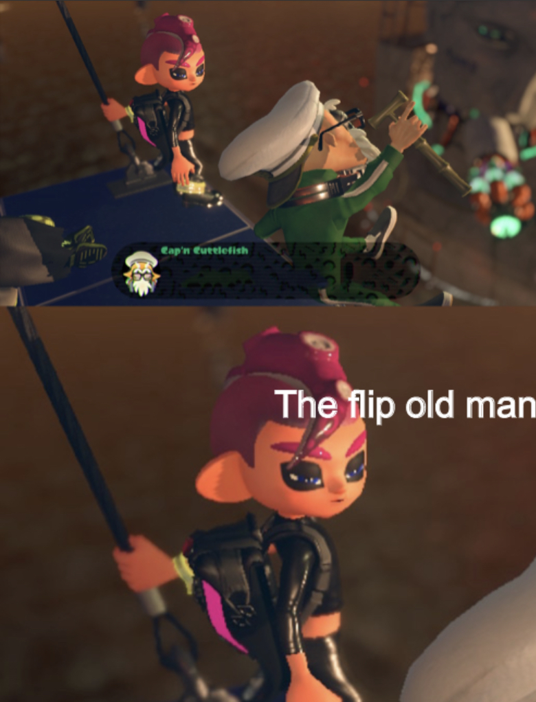High Quality Octoling boy the flip old man Blank Meme Template