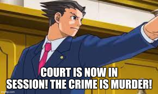 Court Case #1 | COURT IS NOW IN SESSION! THE CRIME IS MURDER! | image tagged in court | made w/ Imgflip meme maker