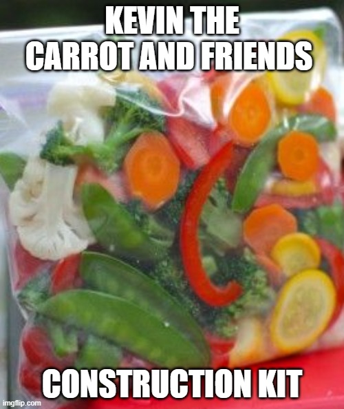 kevin the carrot | KEVIN THE CARROT AND FRIENDS; CONSTRUCTION KIT | image tagged in jigsaw,carrot,friends | made w/ Imgflip meme maker