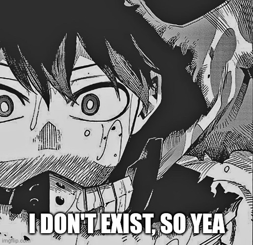 vigilante deku | I DON'T EXIST, SO YEA | image tagged in vigilante deku | made w/ Imgflip meme maker