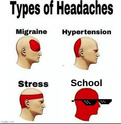 I'm in school the minute I'm making this meme | School | image tagged in types of headaches meme | made w/ Imgflip meme maker