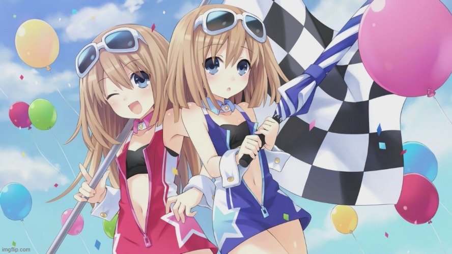 Rom and Ram Ready for Formula 1 | image tagged in formula 1,hyperdimension neptunia | made w/ Imgflip meme maker