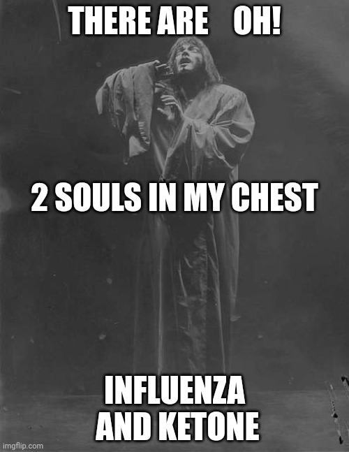 Dr. Faustus | THERE ARE    OH! 2 SOULS IN MY CHEST; INFLUENZA  AND KETONE | made w/ Imgflip meme maker