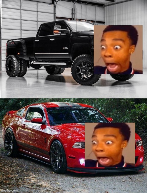 image tagged in another silverado cuz why not,mustang 1 | made w/ Imgflip meme maker