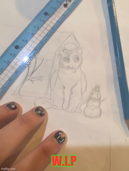 I’m making a cute Christmas OwlGriffin for a family member’s Christmas card! :D | W.I.P | image tagged in cute,christmas,drawing,owl,uwu | made w/ Imgflip meme maker
