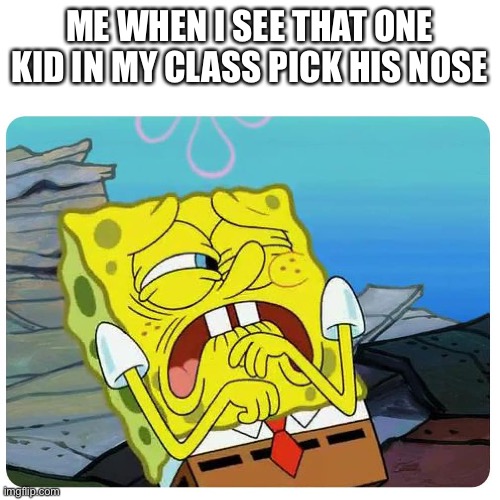 ME WHEN I SEE THAT ONE KID IN MY CLASS PICK HIS NOSE | image tagged in spongebob | made w/ Imgflip meme maker