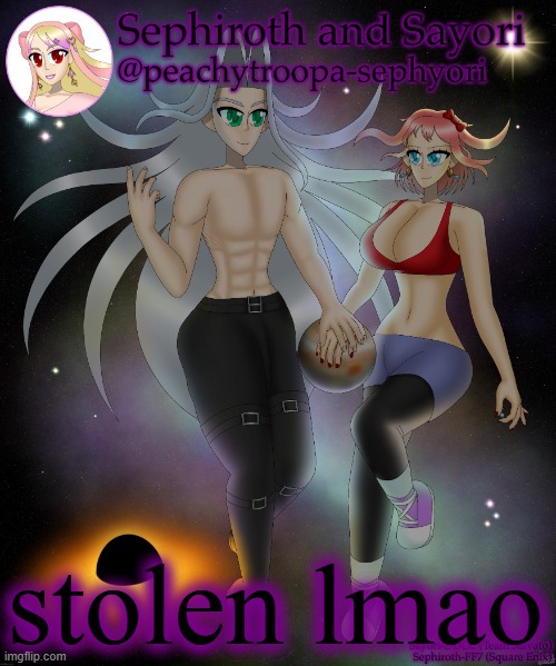 Sayori and Sephiroth | stolen lmao | image tagged in sayori and sephiroth | made w/ Imgflip meme maker