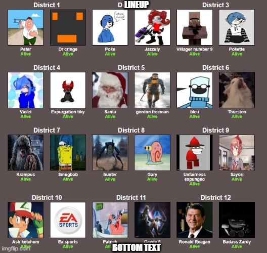it begins. | LINEUP; BOTTOM TEXT | made w/ Imgflip meme maker