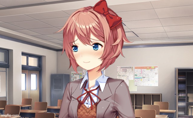 Blushing Sayori | image tagged in blushing sayori | made w/ Imgflip meme maker