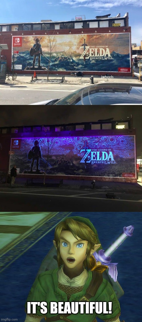 THAT'S PRETTY COOL |  IT'S BEAUTIFUL! | image tagged in the legend of zelda,the legend of zelda breath of the wild,zelda,link | made w/ Imgflip meme maker