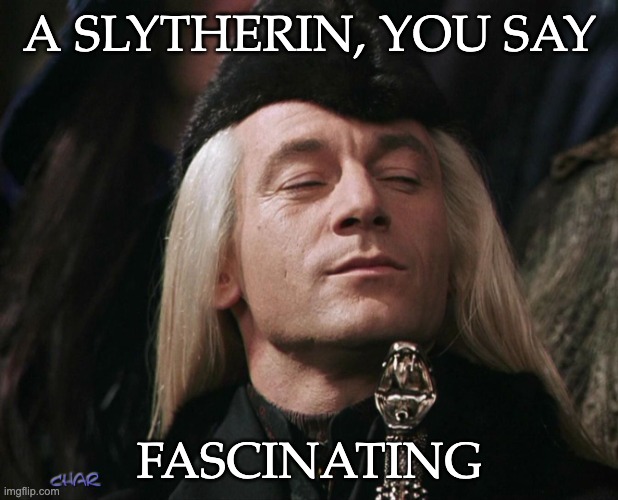 Lucius Malfoy | A SLYTHERIN, YOU SAY FASCINATING | image tagged in lucius malfoy | made w/ Imgflip meme maker