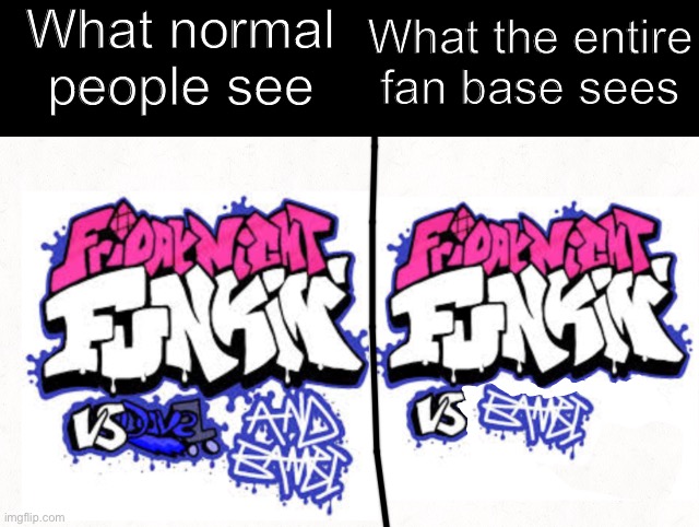 No cap | What normal people see; What the entire fan base sees | image tagged in idk | made w/ Imgflip meme maker