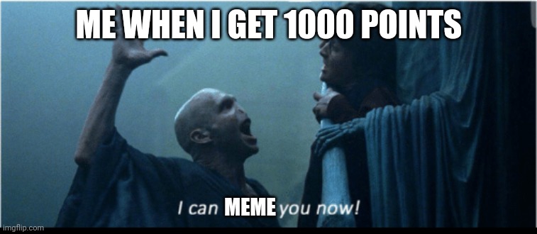 I can touch you now | ME WHEN I GET 1000 POINTS; MEME | image tagged in i can touch you now | made w/ Imgflip meme maker