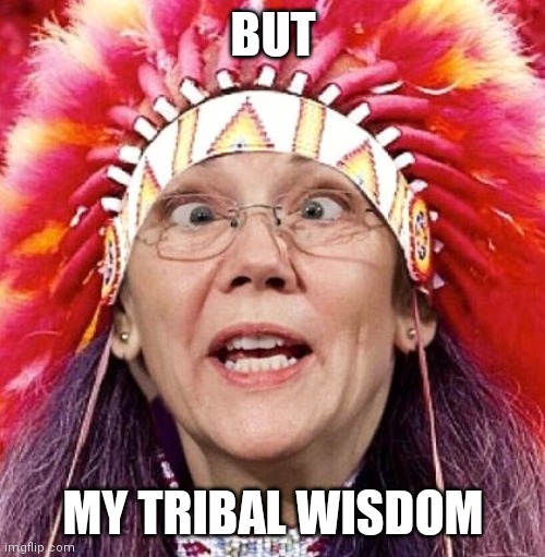 Elizabeth Warren | BUT MY TRIBAL WISDOM | image tagged in elizabeth warren | made w/ Imgflip meme maker