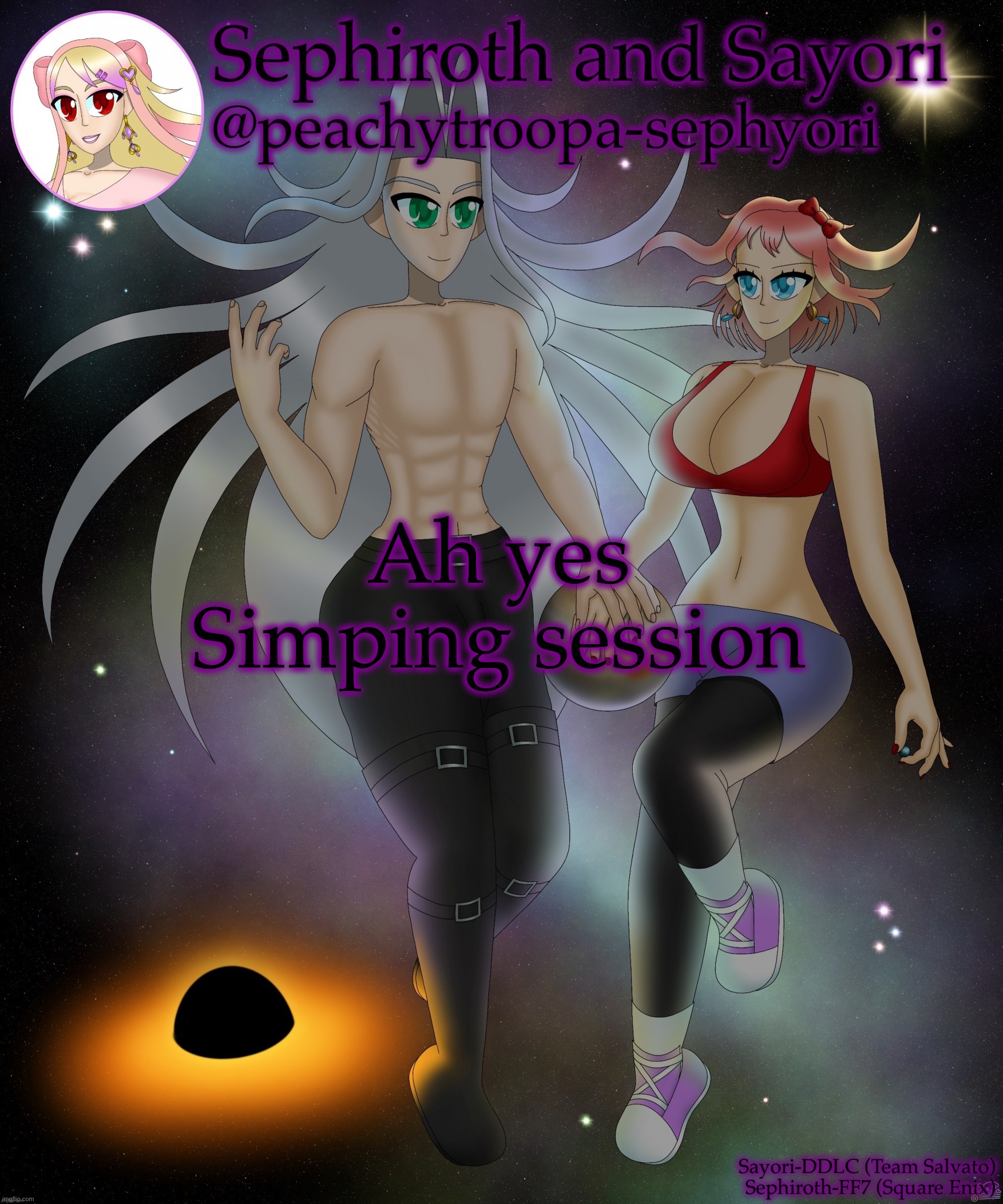 Sayori and Sephiroth | Ah yes
Simping session | image tagged in sayori and sephiroth | made w/ Imgflip meme maker