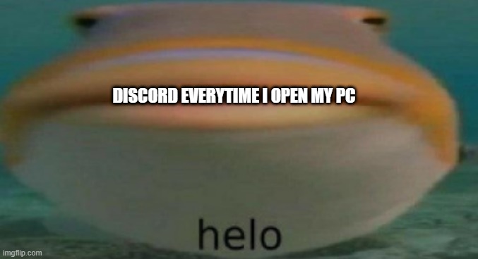 helo | DISCORD EVERYTIME I OPEN MY PC | image tagged in helo | made w/ Imgflip meme maker
