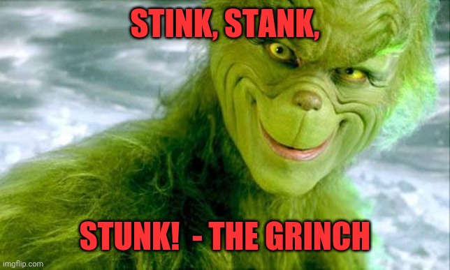 The Gnarly Who who stole Christmas | STINK, STANK, STUNK!  - THE GRINCH | image tagged in the grinch jim carrey,stink,stank,stunk | made w/ Imgflip meme maker