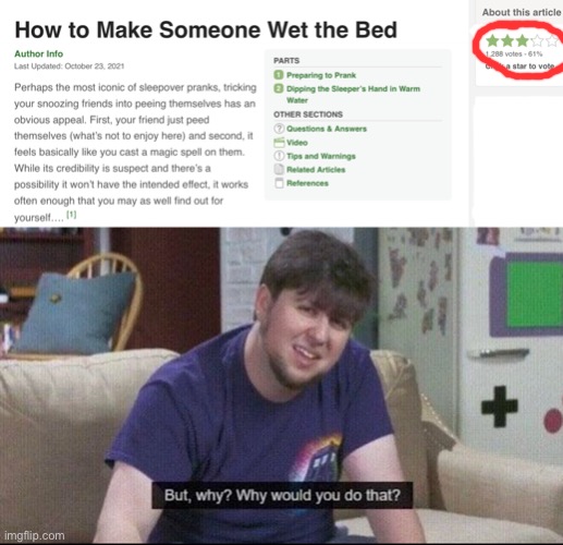why would you do that tho | image tagged in but why why would you do that,funny,pranks,wikihow,messed up | made w/ Imgflip meme maker