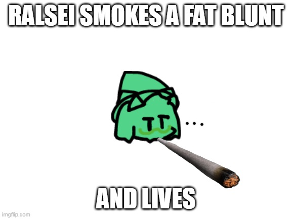 Blank White Template | RALSEI SMOKES A FAT BLUNT AND LIVES | image tagged in blank white template | made w/ Imgflip meme maker