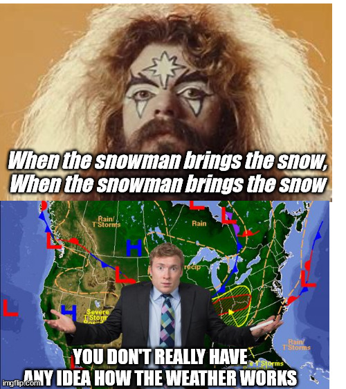 Roy Wood misunderstands the weather | When the snowman brings the snow,
When the snowman brings the snow; YOU DON'T REALLY HAVE ANY IDEA HOW THE WEATHER WORKS | image tagged in blank white template | made w/ Imgflip meme maker