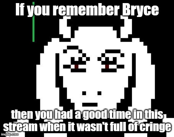 That lord gave me mod | If you remember Bryce; then you had a good time in this stream when it wasn't full of cringe | image tagged in undertale - toriel | made w/ Imgflip meme maker