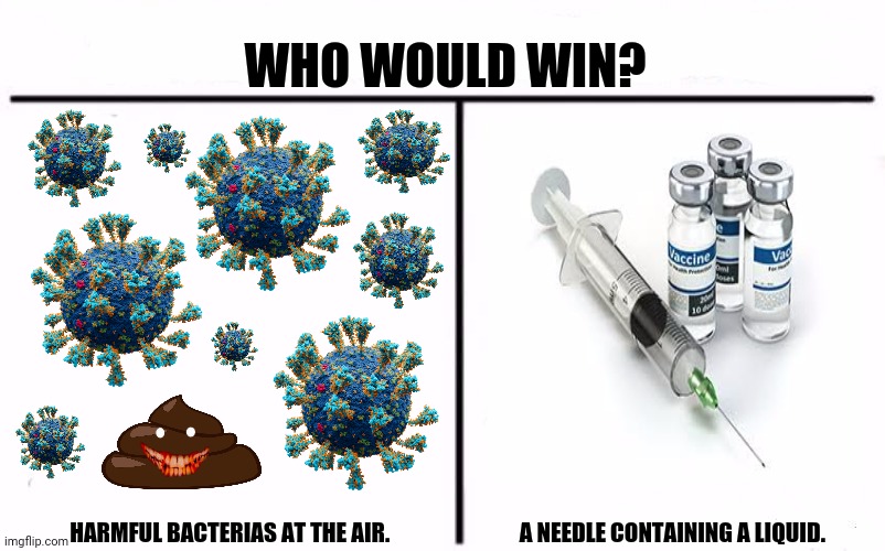 Who Would Win Blank | WHO WOULD WIN? HARMFUL BACTERIAS AT THE AIR.                             A NEEDLE CONTAINING A LIQUID. | image tagged in memes,dead,virus | made w/ Imgflip meme maker