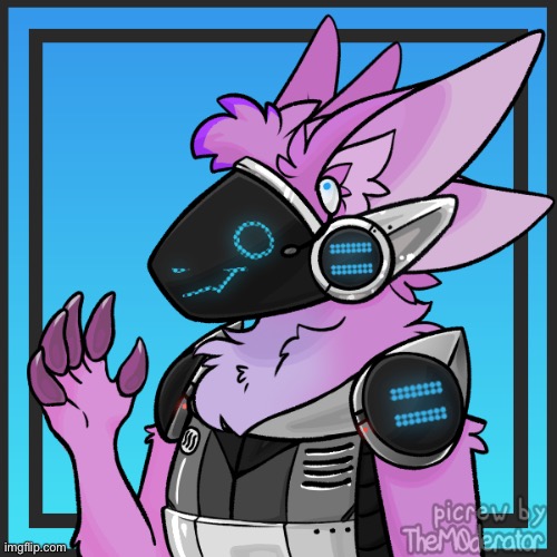 Anyone wanna give her a name? (Uncommon protogen, made on picrew) | image tagged in protogens,ocs | made w/ Imgflip meme maker