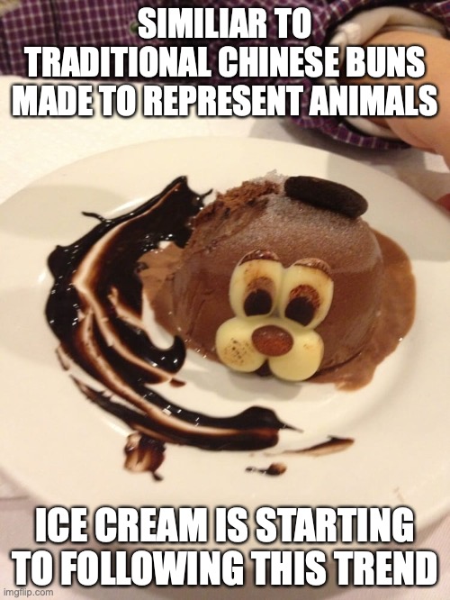 Bear Ice Cream | SIMILIAR TO TRADITIONAL CHINESE BUNS MADE TO REPRESENT ANIMALS; ICE CREAM IS STARTING TO FOLLOWING THIS TREND | image tagged in food,memes | made w/ Imgflip meme maker