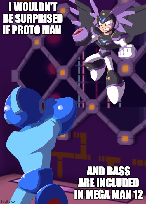 Mega Man and Super Bass |  I WOULDN'T BE SURPRISED IF PROTO MAN; AND BASS ARE INCLUDED IN MEGA MAN 12 | image tagged in memes,megaman,gaming | made w/ Imgflip meme maker
