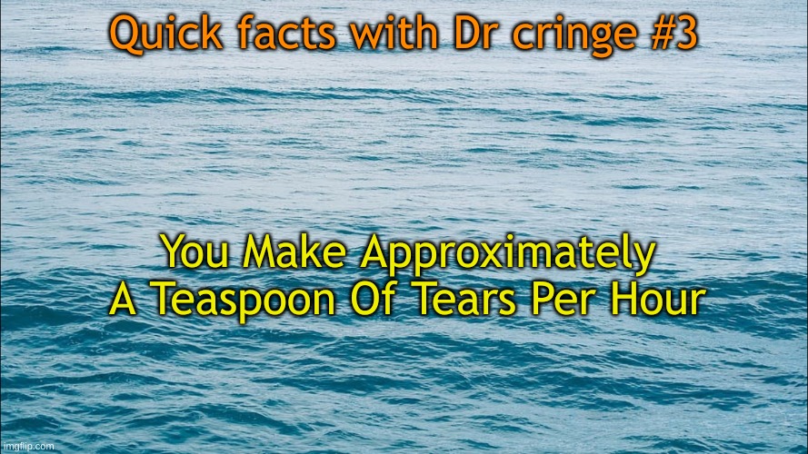 Title 3 | Quick facts with Dr cringe #3; You Make Approximately A Teaspoon Of Tears Per Hour | image tagged in human,quick facts | made w/ Imgflip meme maker