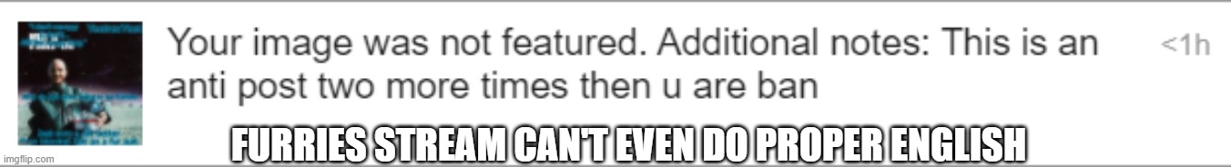 FURRIES STREAM CAN'T EVEN DO PROPER ENGLISH | made w/ Imgflip meme maker