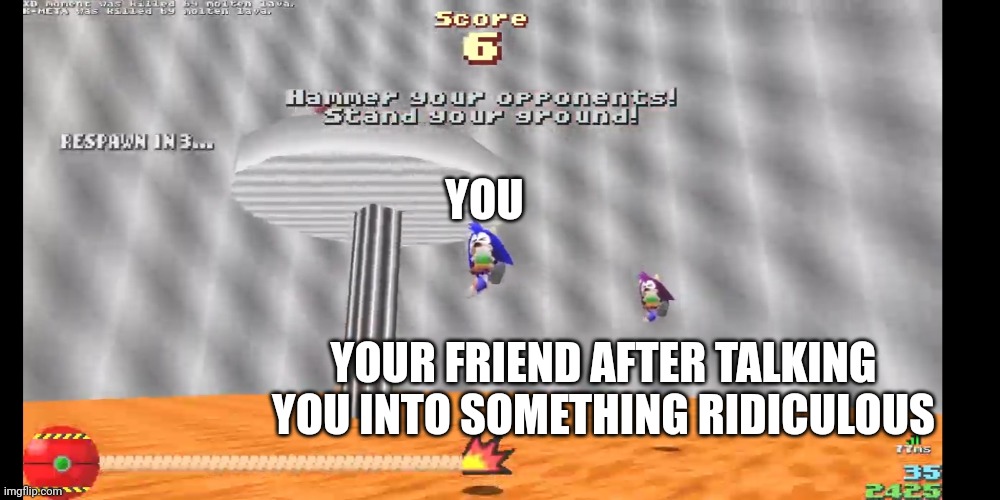 Two Hedgehogs fall into the Lava | YOU; YOUR FRIEND AFTER TALKING YOU INTO SOMETHING RIDICULOUS | image tagged in amy rose,hedgehog,srb2ware,peer pressure,busted | made w/ Imgflip meme maker