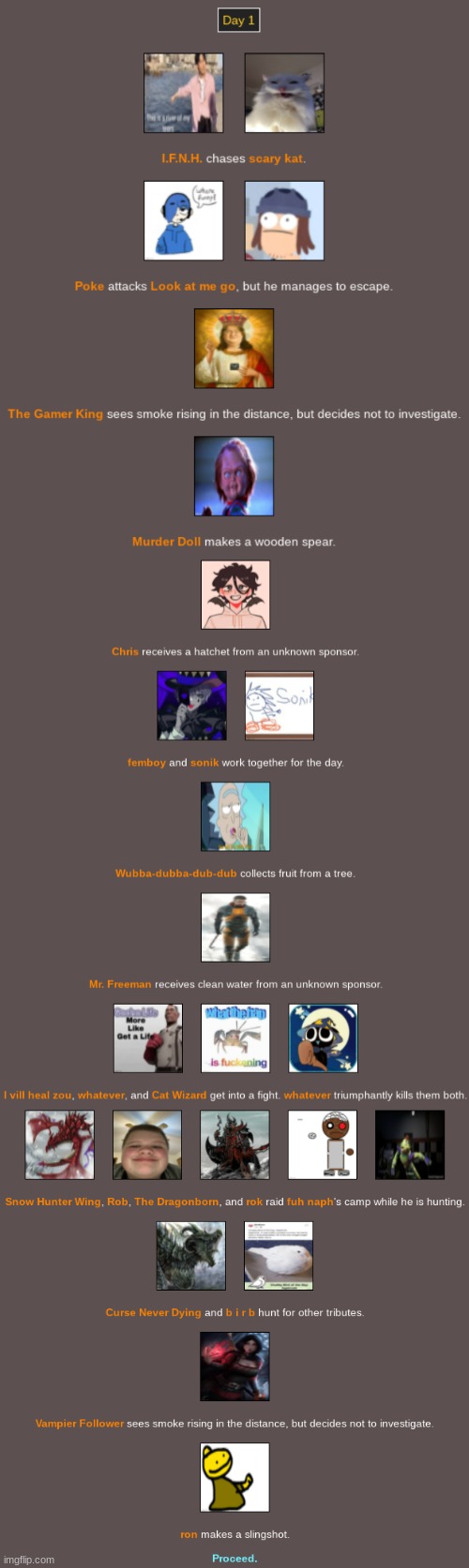Part 2: Day 1 | image tagged in hunger games | made w/ Imgflip meme maker