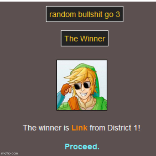 part 20: the winner | image tagged in hunger games,the legend of zelda | made w/ Imgflip meme maker