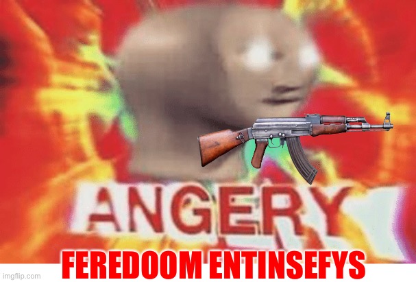 When INGSOC Big Brother violates Libertarian Meme Man’s freedom. | FEREDOOM ENTINSEFYS | image tagged in meme man angery | made w/ Imgflip meme maker