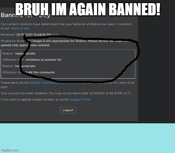 Bruh😭 #roblox #banned