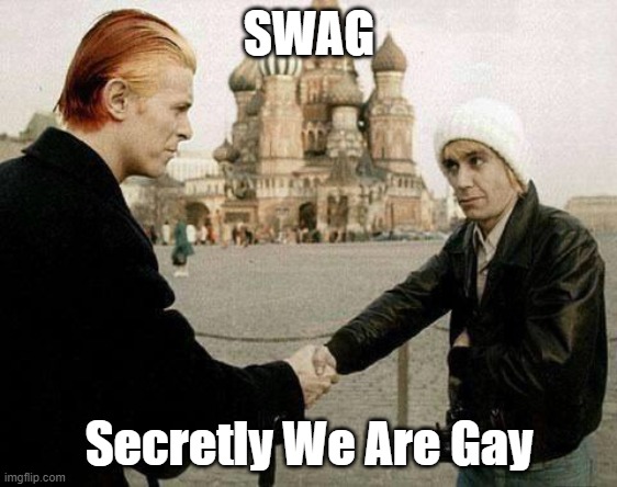 swag >B) | SWAG; Secretly We Are Gay | image tagged in swag,secretly,we,are,gay,david bowie | made w/ Imgflip meme maker