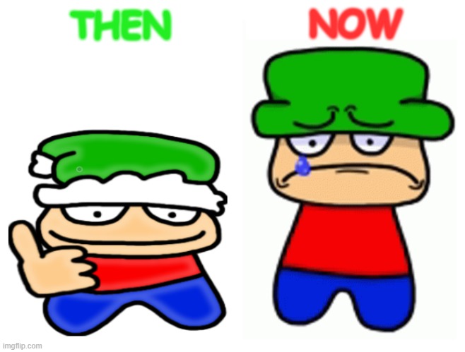 then and now | THEN; NOW | image tagged in bamberr | made w/ Imgflip meme maker