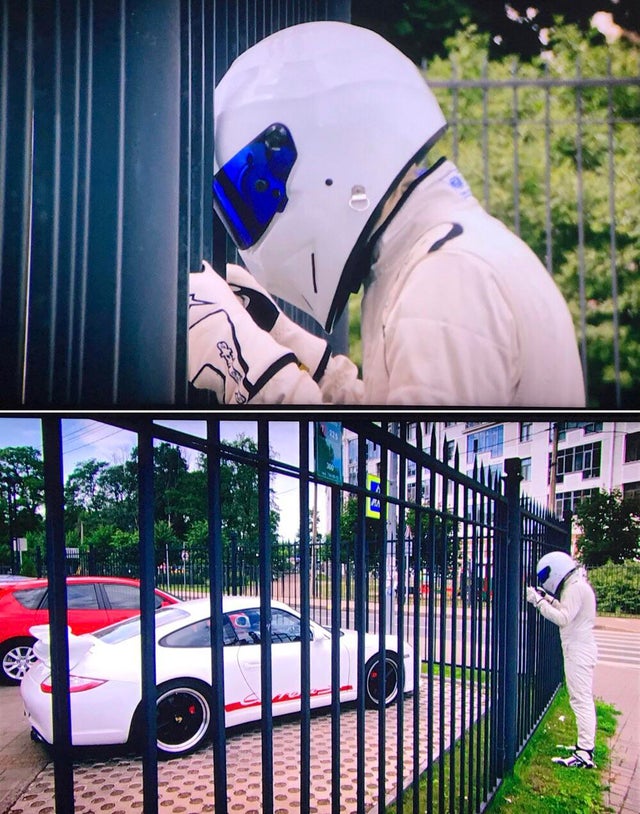 High Quality Stig looking at car Blank Meme Template