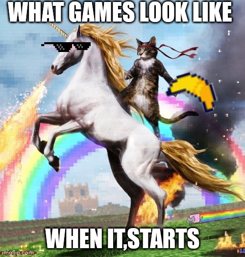 Welcome To The Internets | WHAT GAMES LOOK LIKE; WHEN IT,STARTS | image tagged in memes,welcome to the internets | made w/ Imgflip meme maker