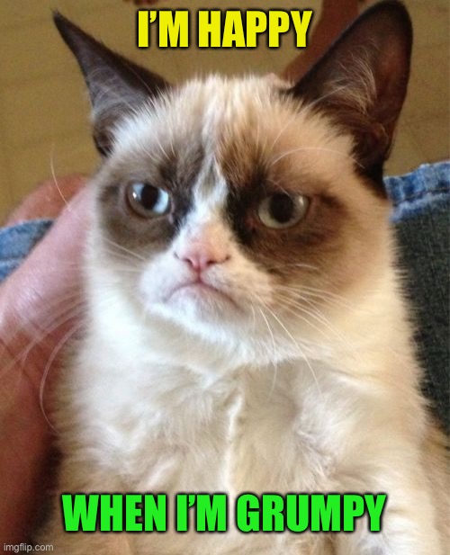 Grumpy Cat Meme | I’M HAPPY WHEN I’M GRUMPY | image tagged in memes,grumpy cat | made w/ Imgflip meme maker