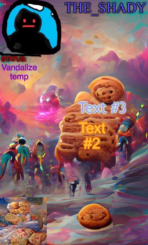 The_shady wombo art cookie temp | Vandalize temp; Text #3; Text #2 | image tagged in the_shady wombo art cookie temp | made w/ Imgflip meme maker